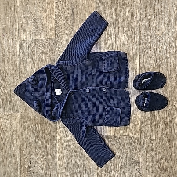 Other - Baby GAP 6-12 month bear hooded button down sweater and baby shoes